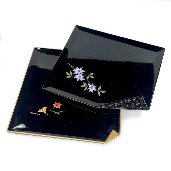 Vintage Black Lacquer Sushi Trays from Japan - 2